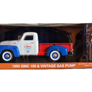 GMC 150 & Vintage gas pump, Chevron gasolines 1/18