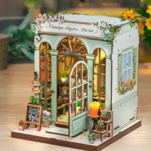 Fermalibri fai -da-te in legno con luce led- Champs - Èlysées Florist- Book Nook Cutebee