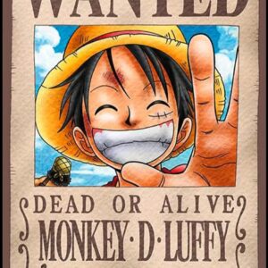 Poster One Piece con manifesro ricercato Monkey D. Luffy 98 x 68 cm