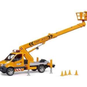 Bruder  - MB Sprinter con piattaforma di lavoro e modulo luci e suoni
Braccio della gru per un'altezza di 70 cm, veicolo municipale Mercedes-Benz, veicolo da cantiere, scala 1:166